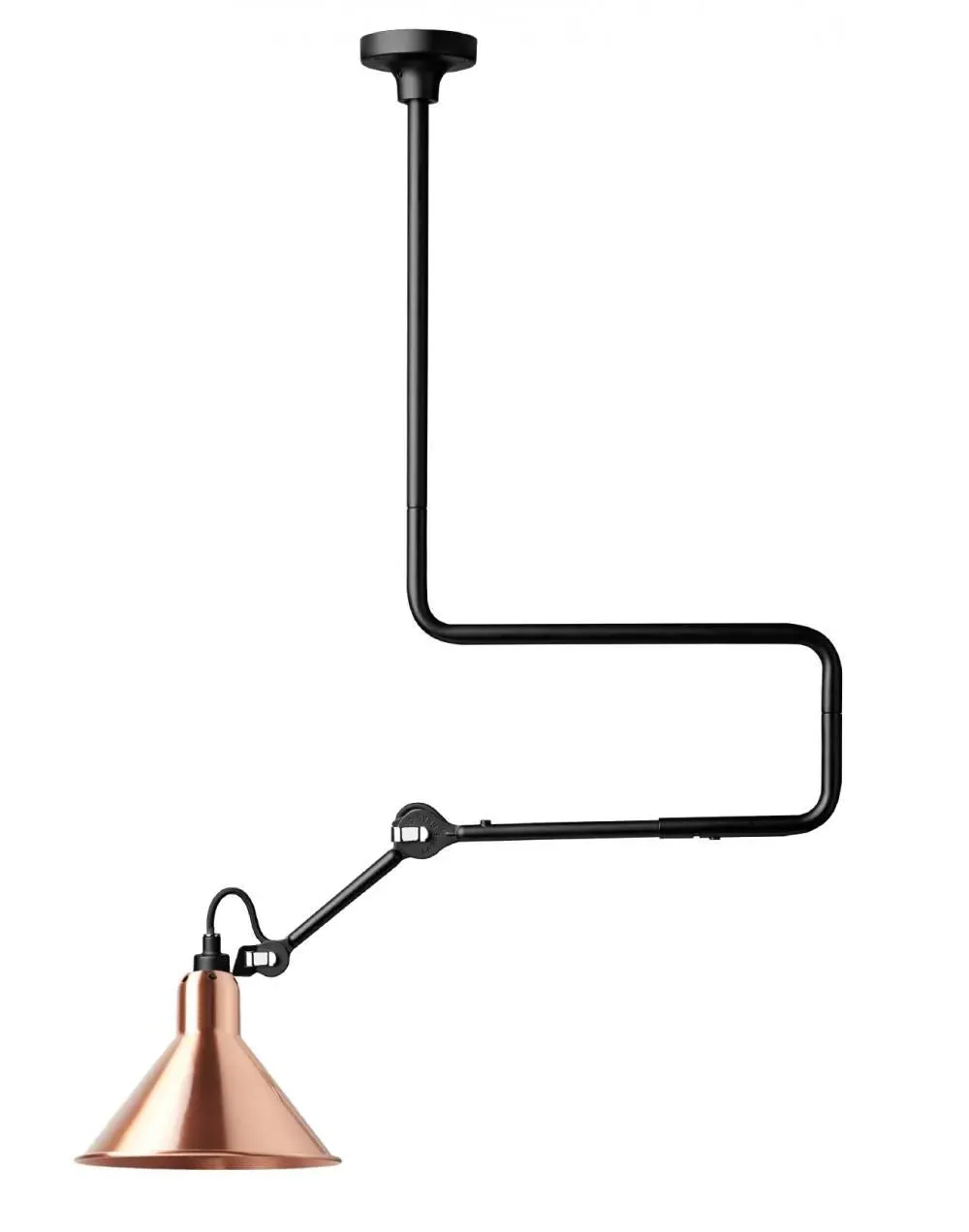 Round Ceiling Light with Double Elbow - Copper