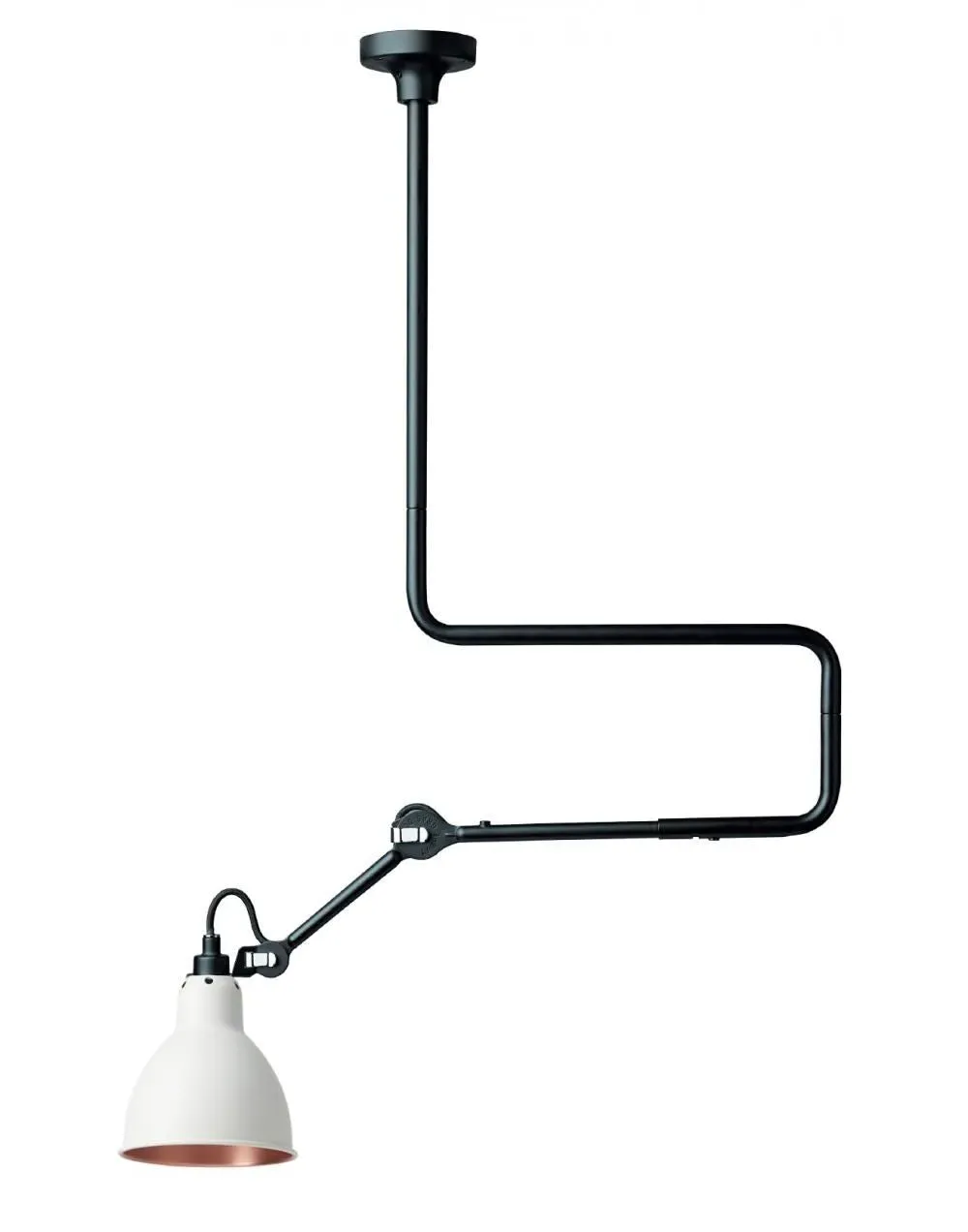 Round Ceiling Light with Double Elbow - White