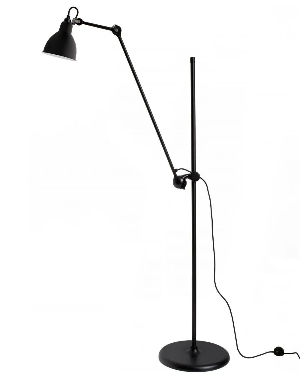 Round Floor Lamp with Adjustable Arm - Black image