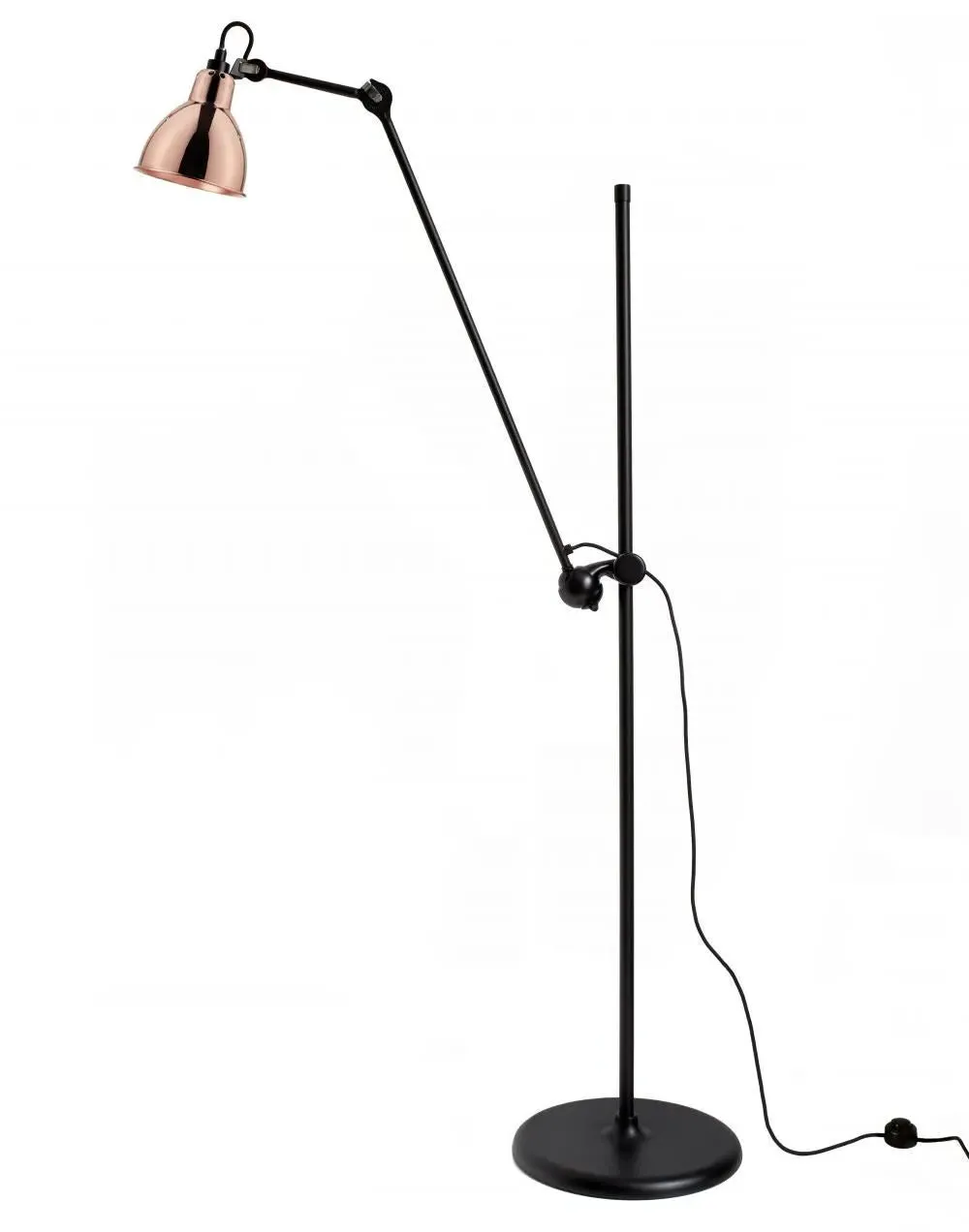 Round Floor Lamp with Adjustable Arm - Chrome