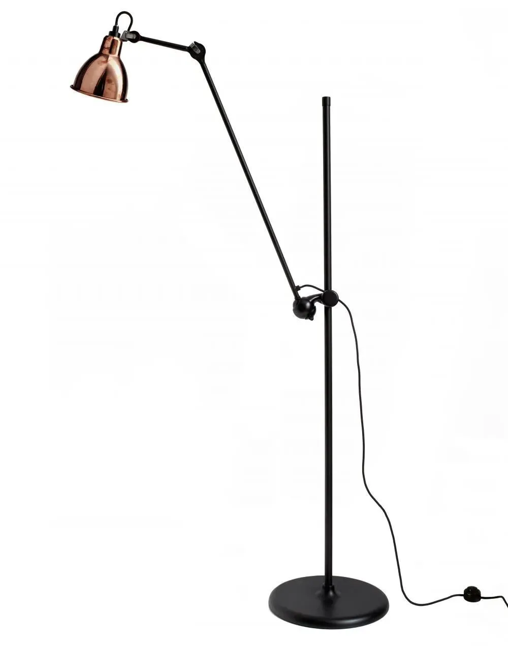 Round Floor Lamp with Adjustable Arm - Copper