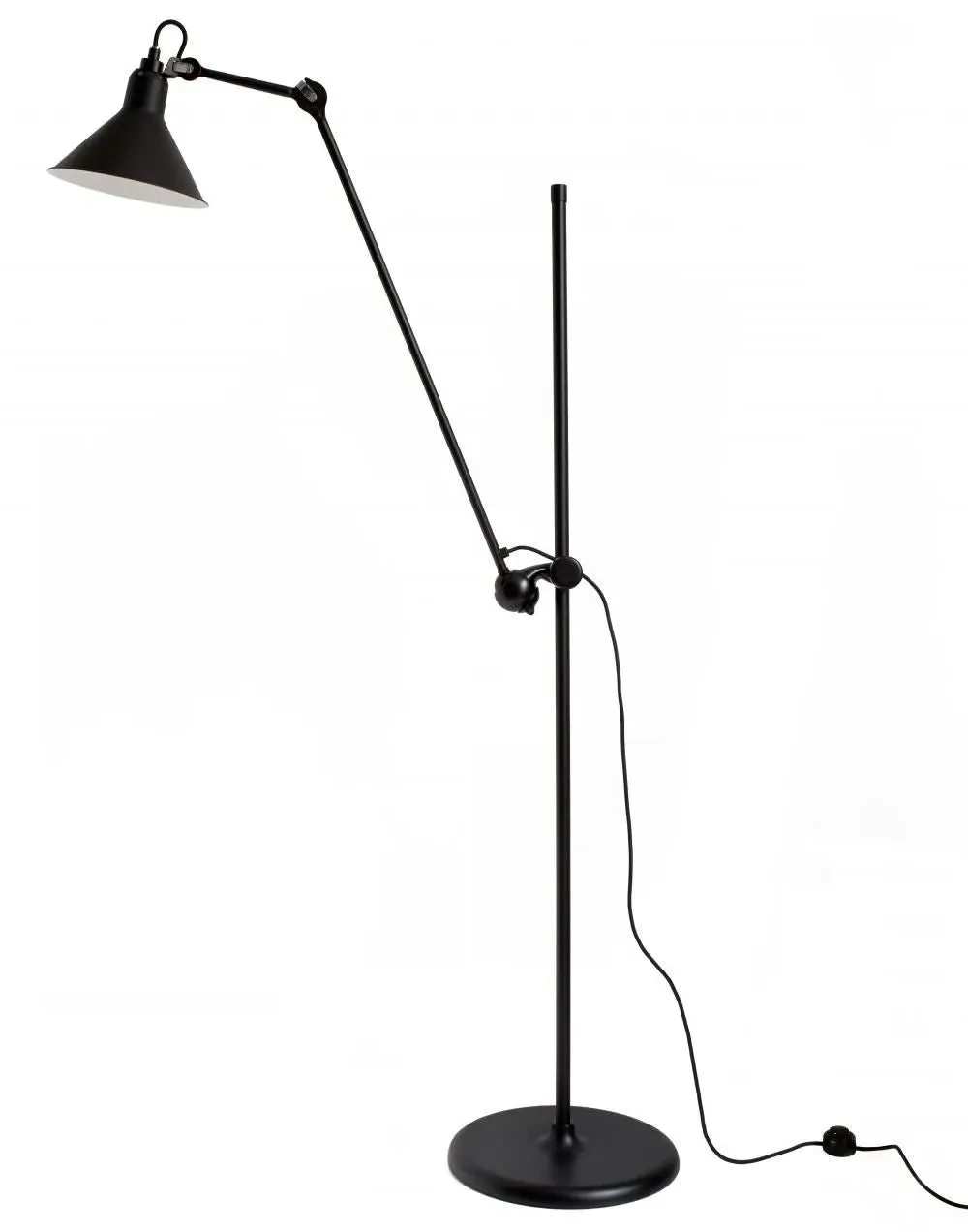 Round Floor Lamp with Adjustable Arm - Red