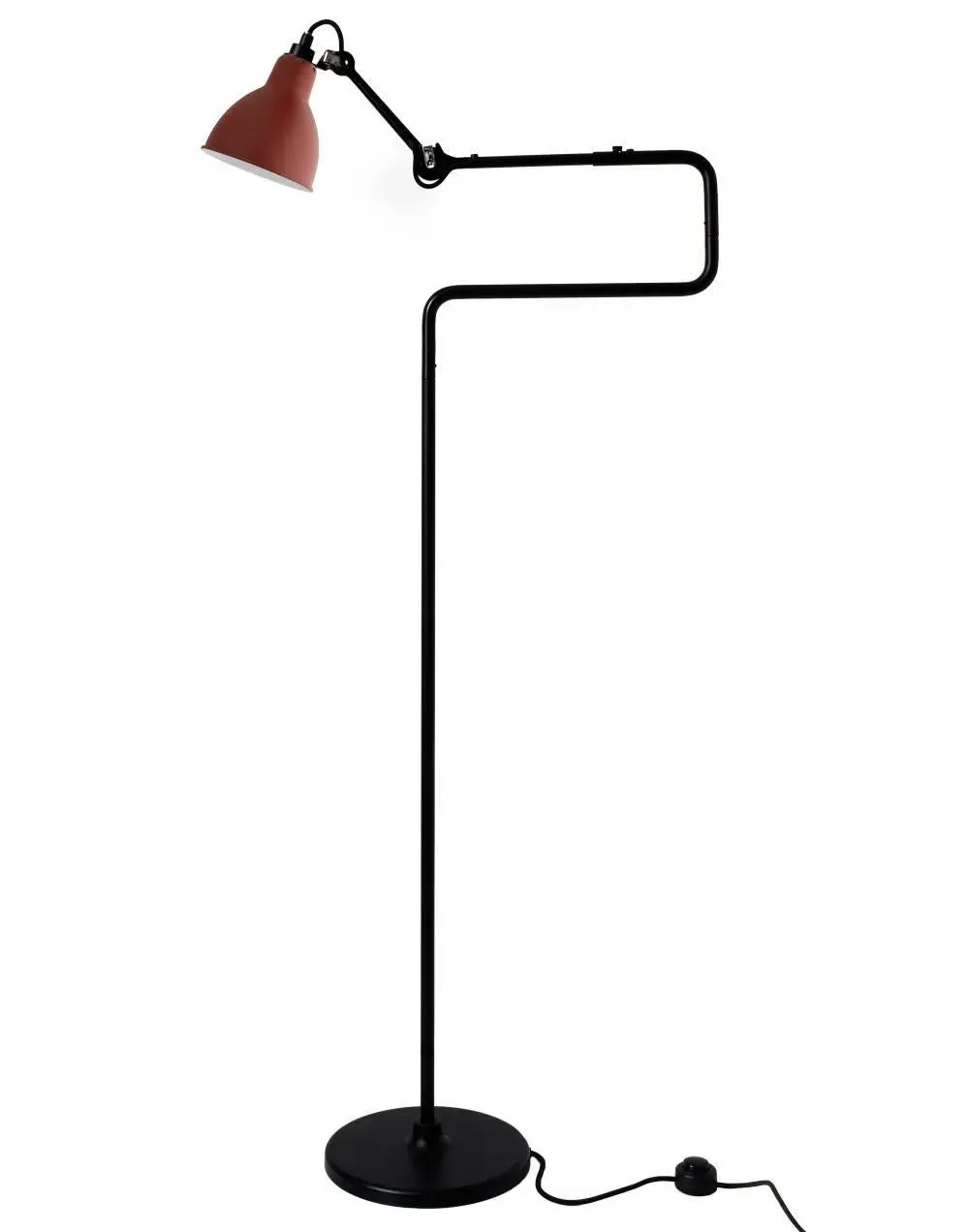 Round Floor Lamp with Double Elbow - Black