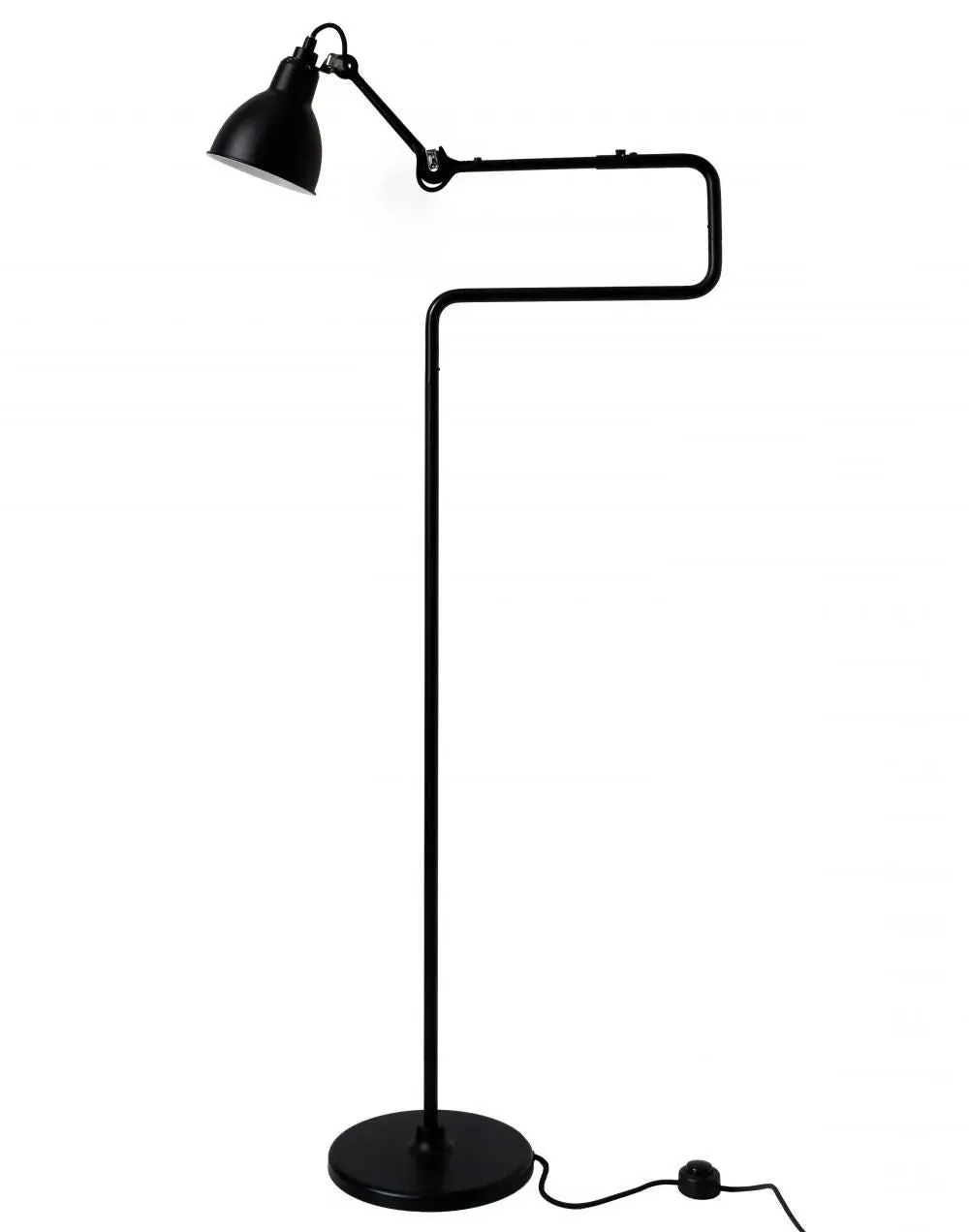 Round Floor Lamp with Double Elbow - Black image