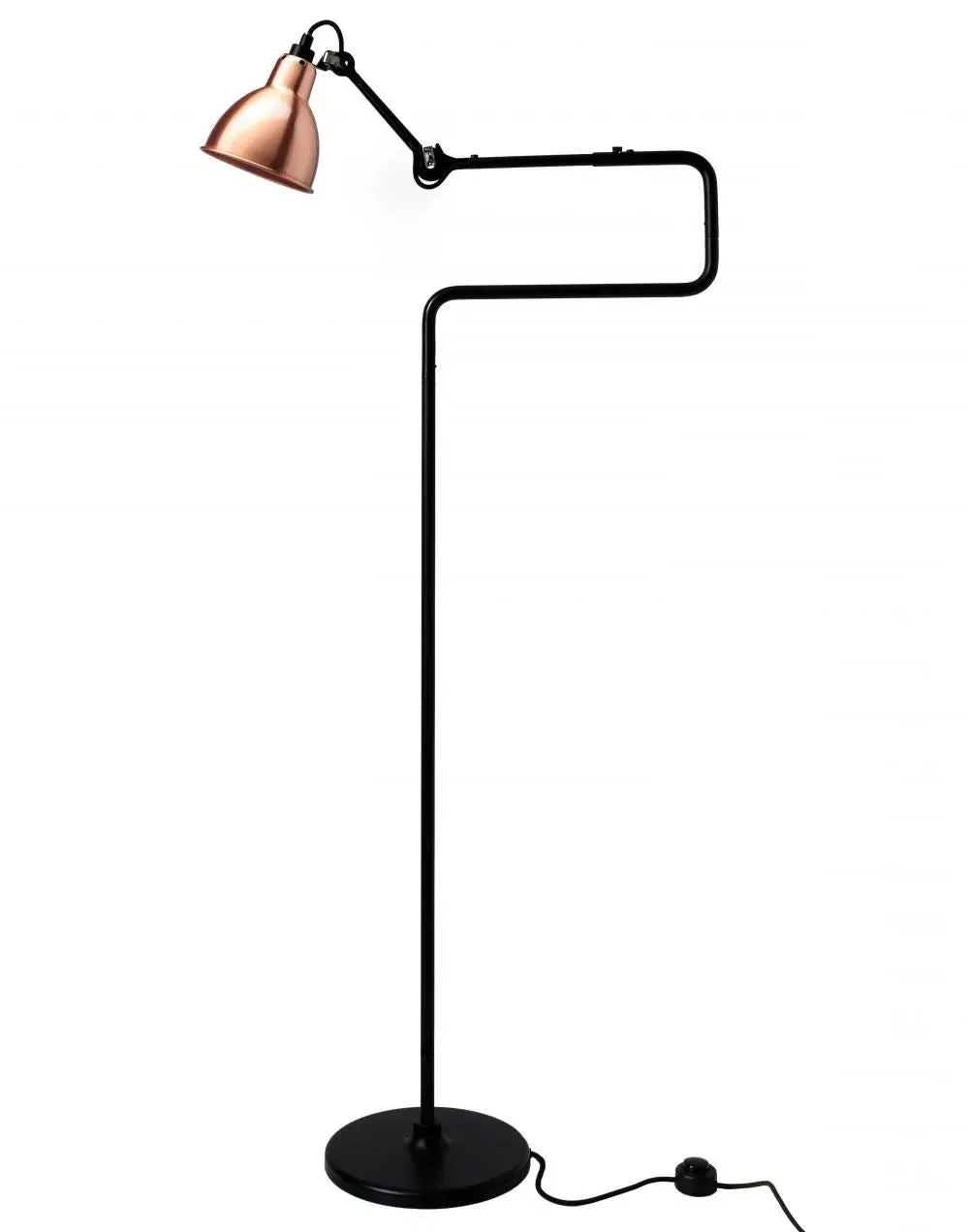 Round Floor Lamp with Double Elbow - Copper