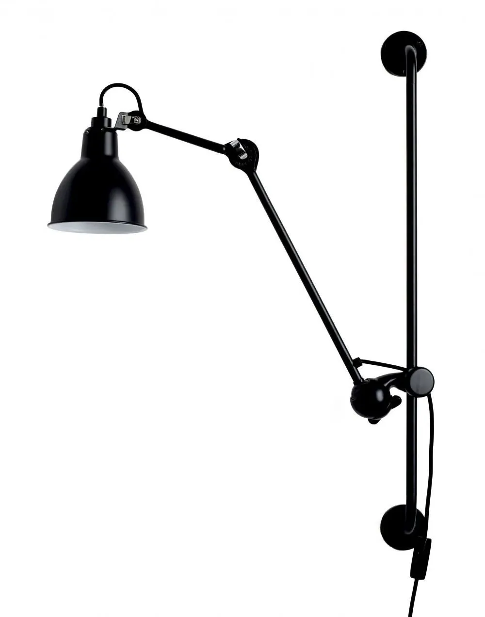 Round Wall Light with Arm - Black, Metal image