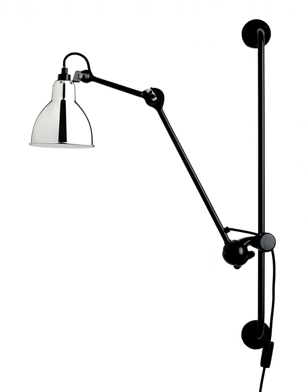 Round Wall Light with Arm - Chrome, Metal