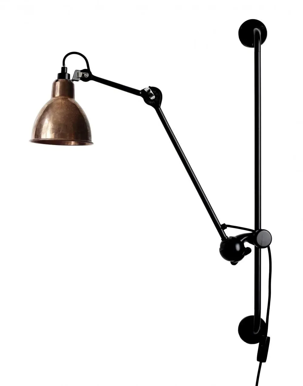 Round Wall Light with Arm - Red, Metal