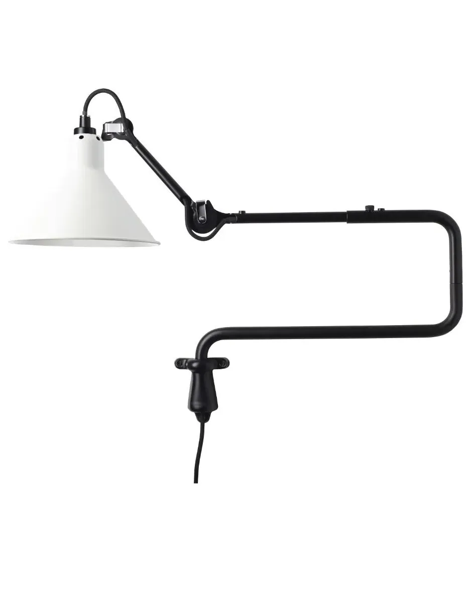 Round Wall Light with Double Elbow - White