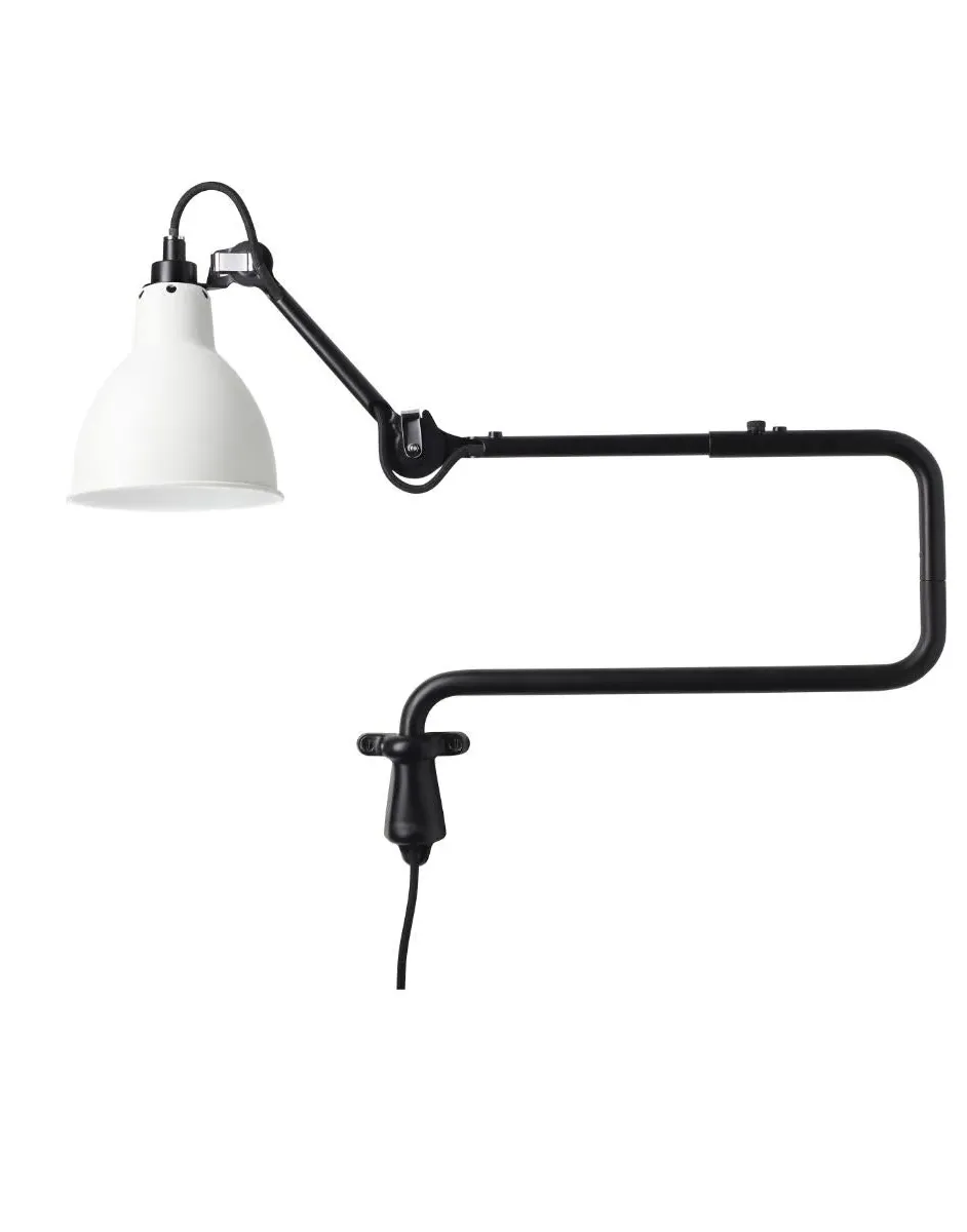 Round Wall Light with Double Elbow - White