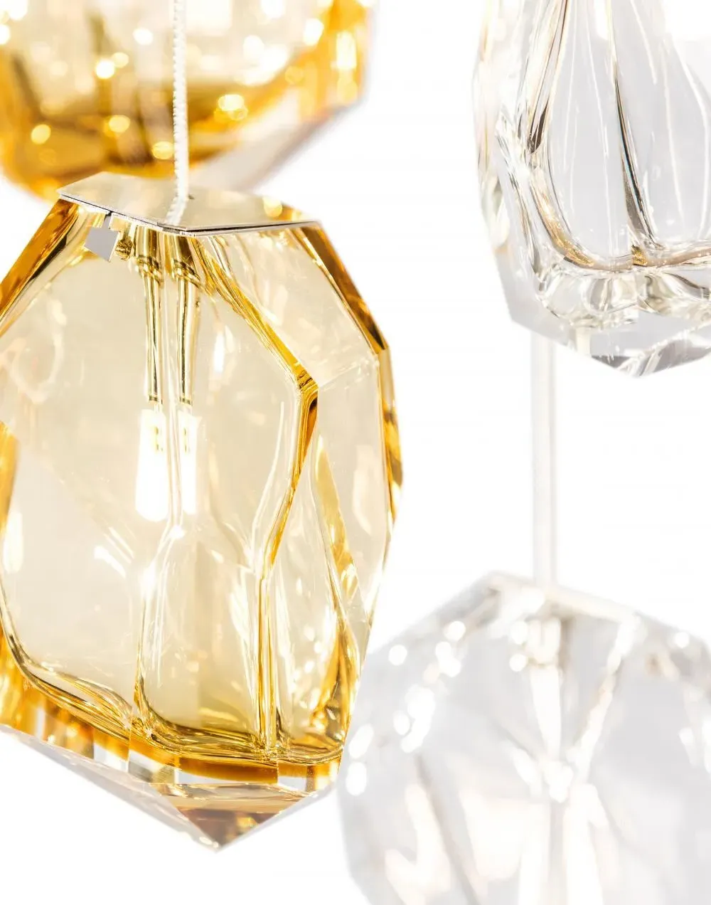 3-Light Crystal Cluster Pendant - Multi, Glass