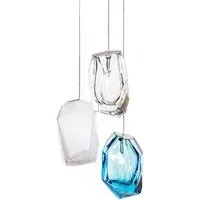 3-Light Crystal Cluster Pendant - Multi, Glass