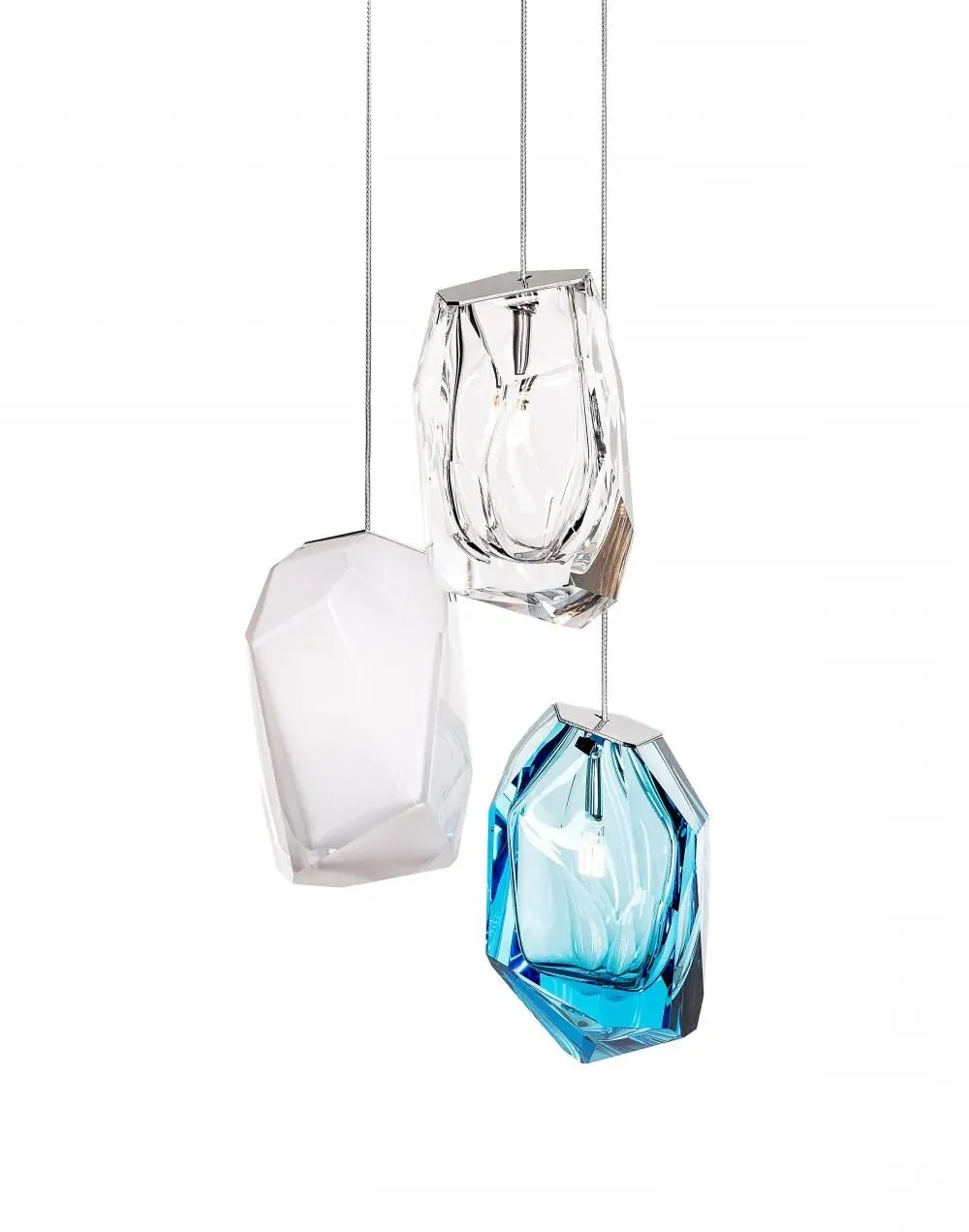 5-Light Crystal Cluster Pendant - Amber, Glass