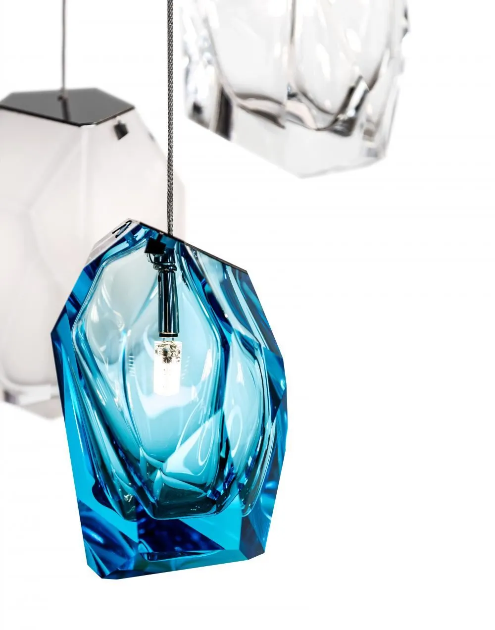 5-Light Crystal Cluster Pendant - Amber, Glass