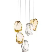 5-Light Crystal Cluster Pendant - Amber, Glass