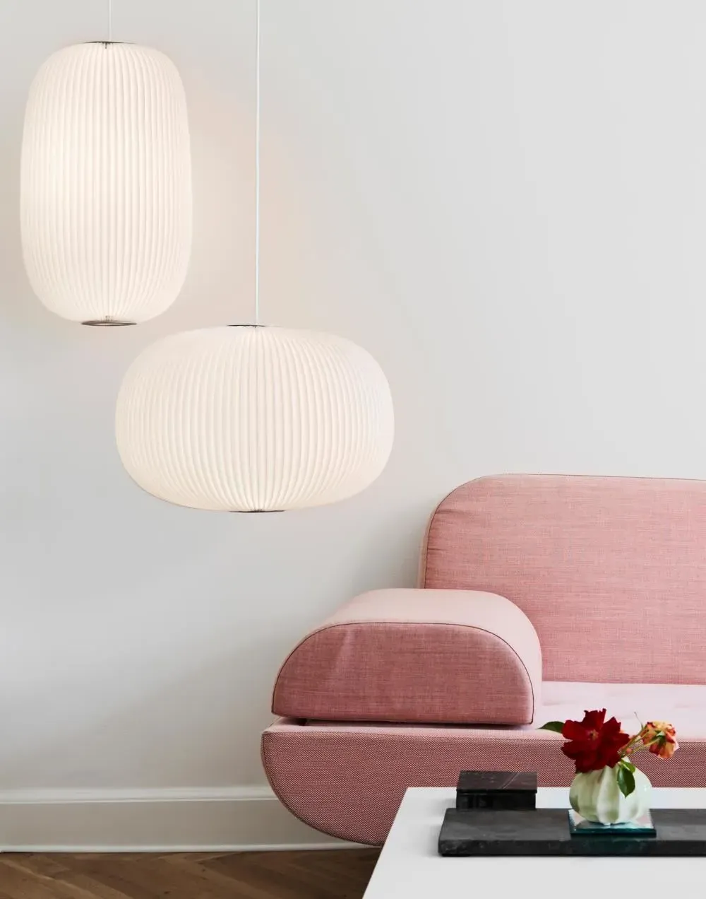 28cm Pendant Light with Pleated Shade - Aluminium