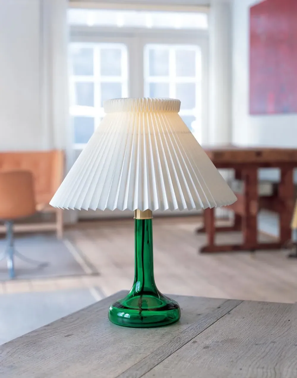 343 Table Lamp with Glass Shade - Bottle Green