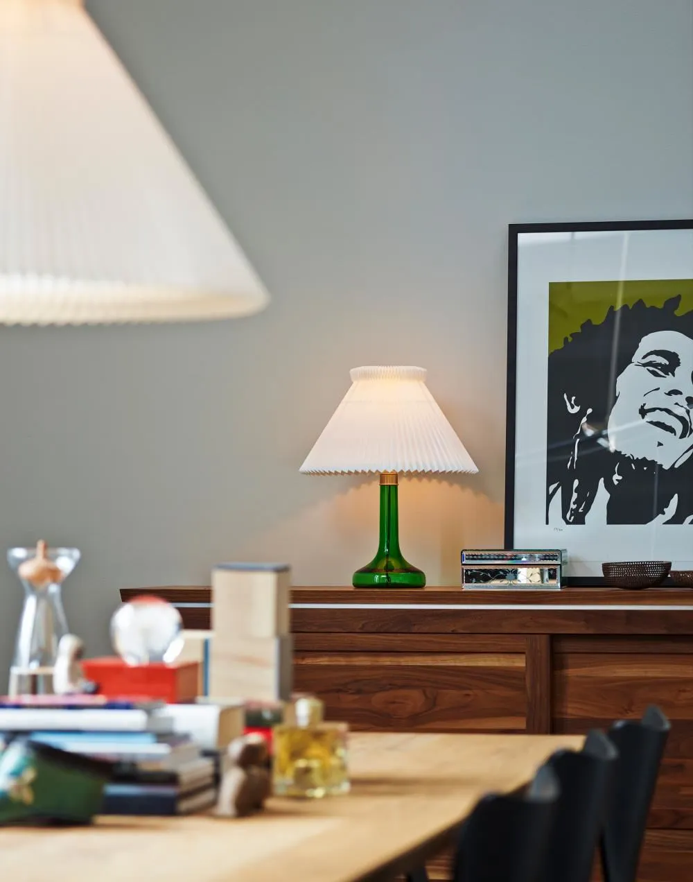 343 Table Lamp with Glass Shade - Bottle Green