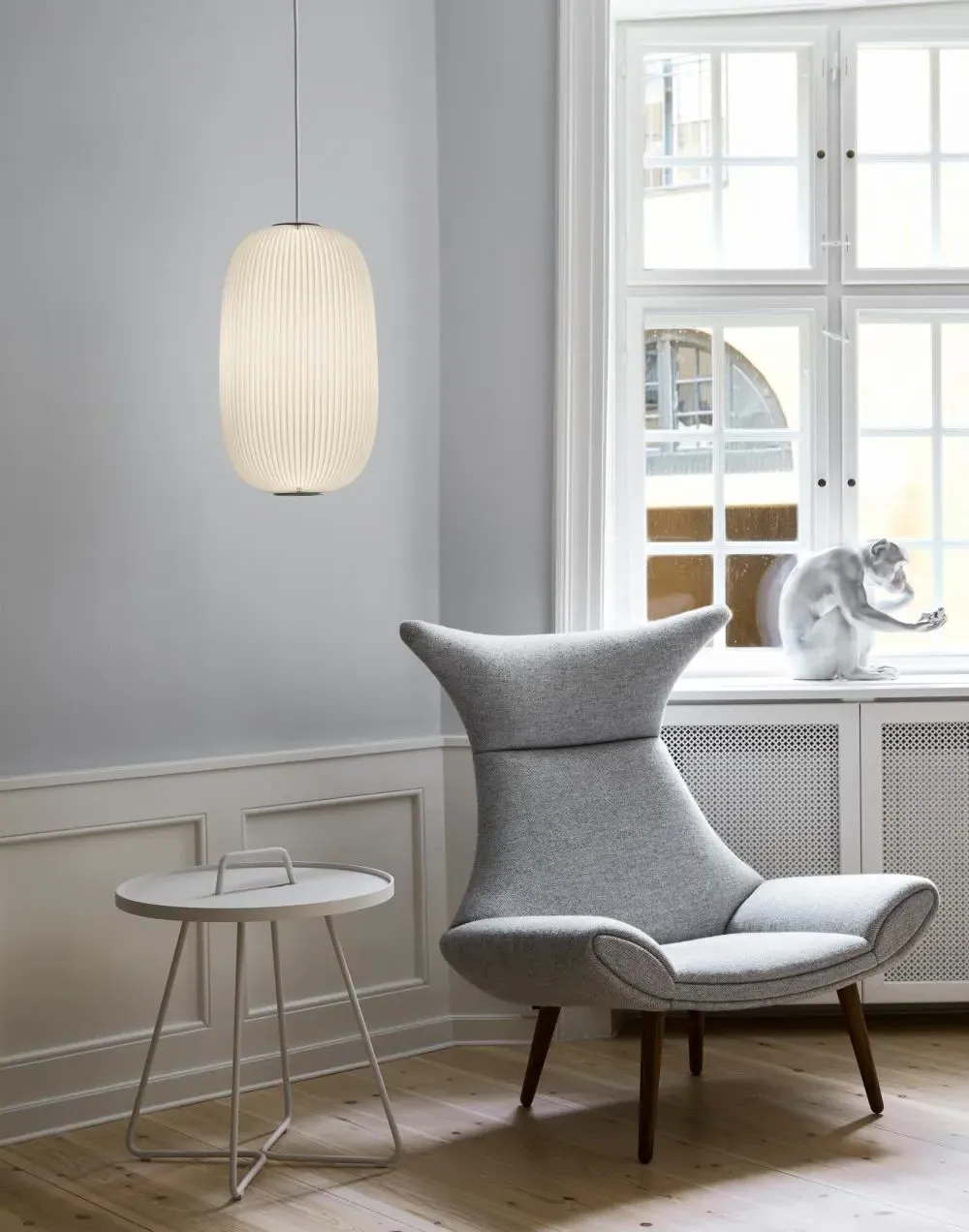 52cm Pendant Light with Pleated Shade - Aluminium