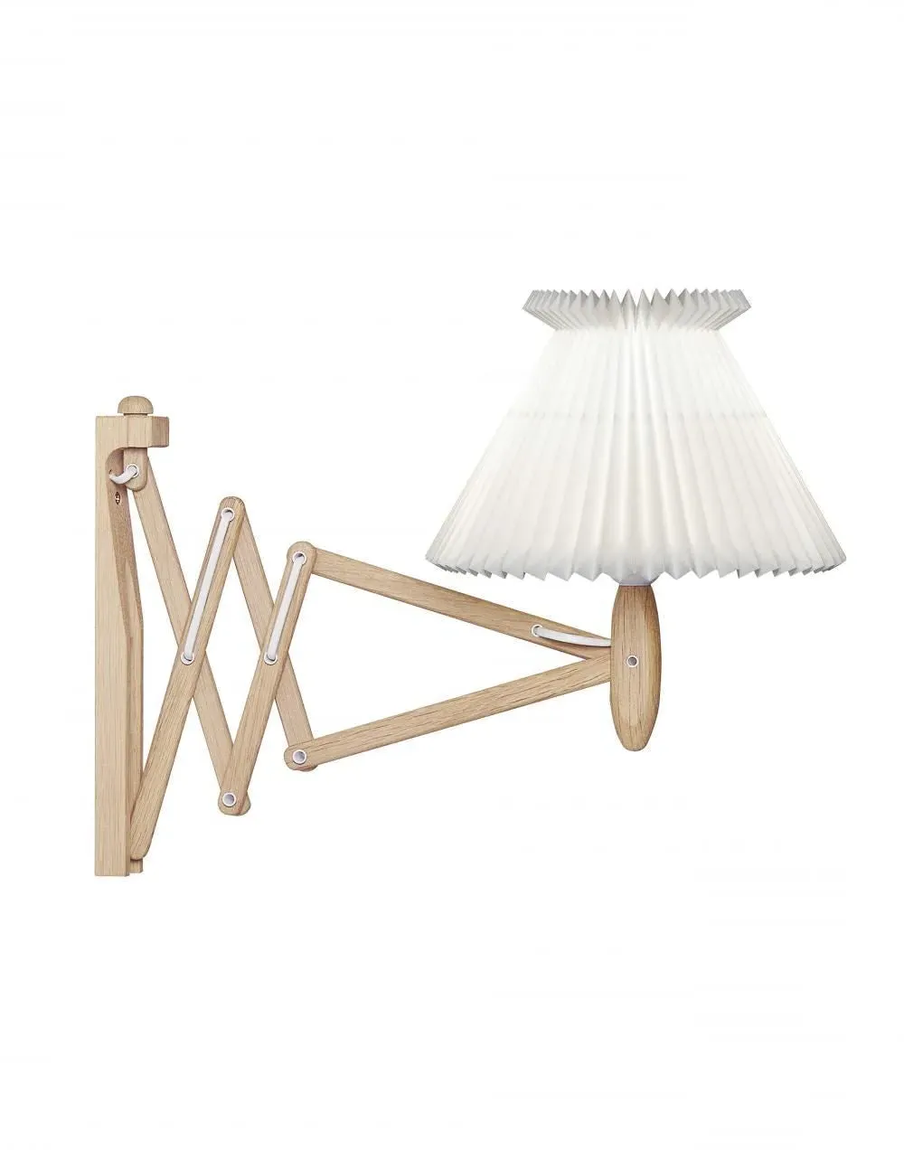 Adjustable Wall Light with Pleated Shade - Oak
