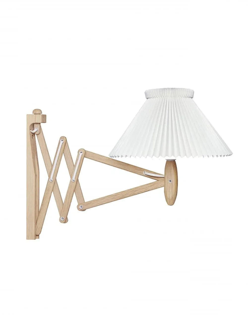 Adjustable Wall Light with Pleated Shade - Oak