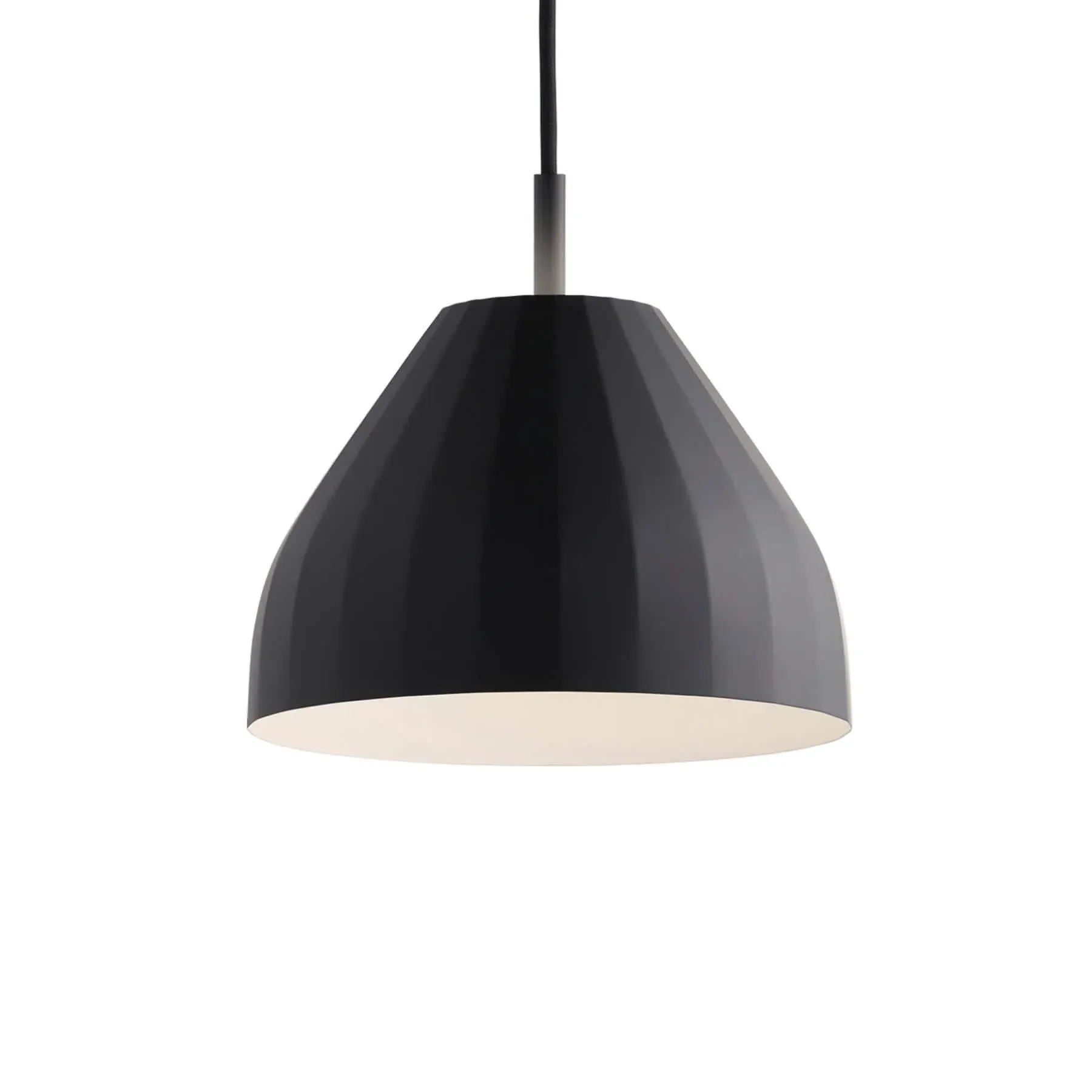 Conical Pendant Light with Pleated Design - Black