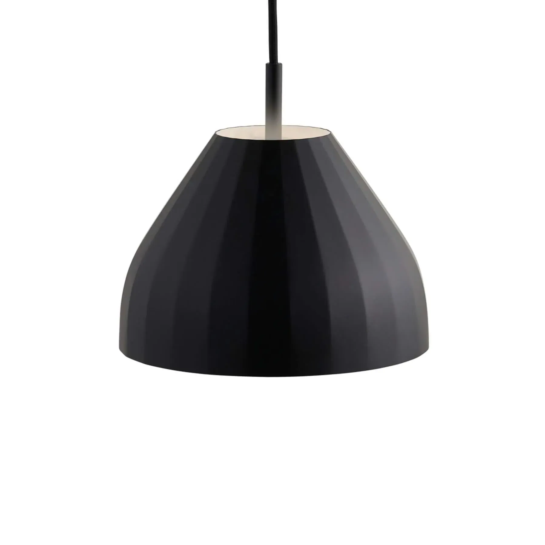 Conical Pendant Light with Pleated Design - Black image