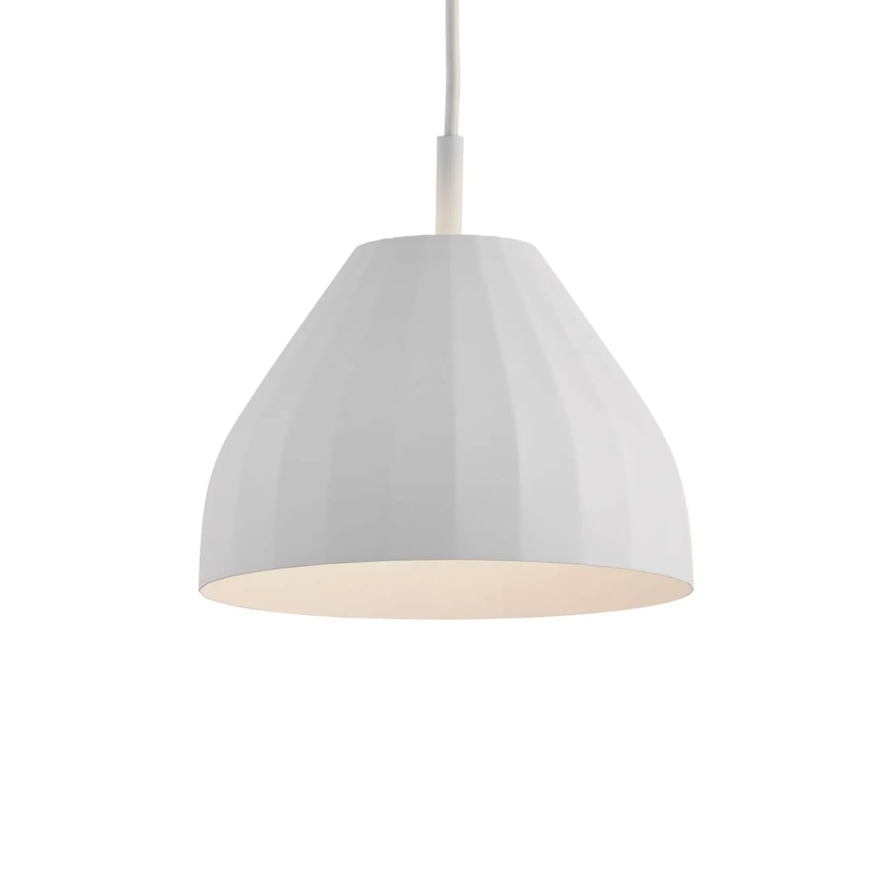 Conical Pendant Light with Pleated Design - White