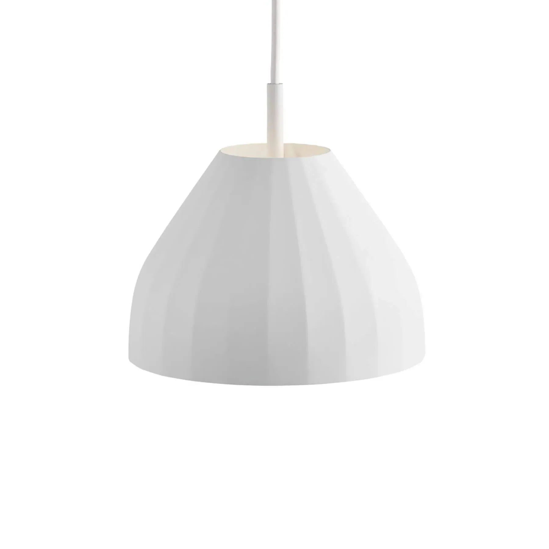 Conical Pendant Light with Pleated Design - White