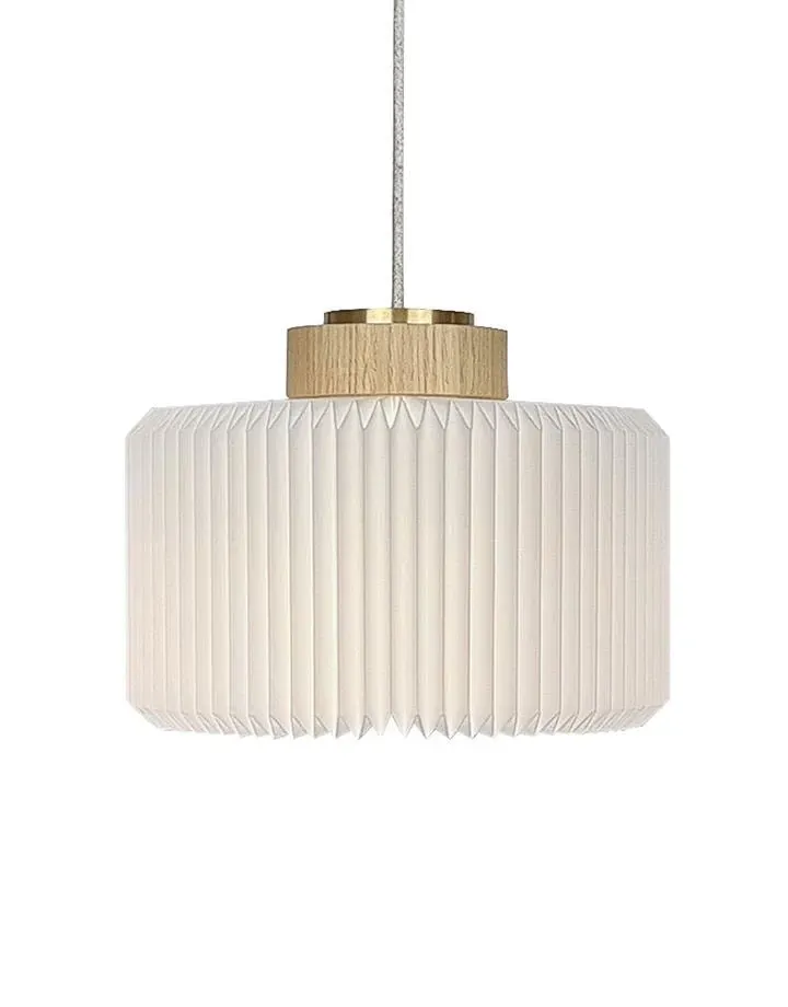 Cylinder Pendant Light 183 - White, Light Oak