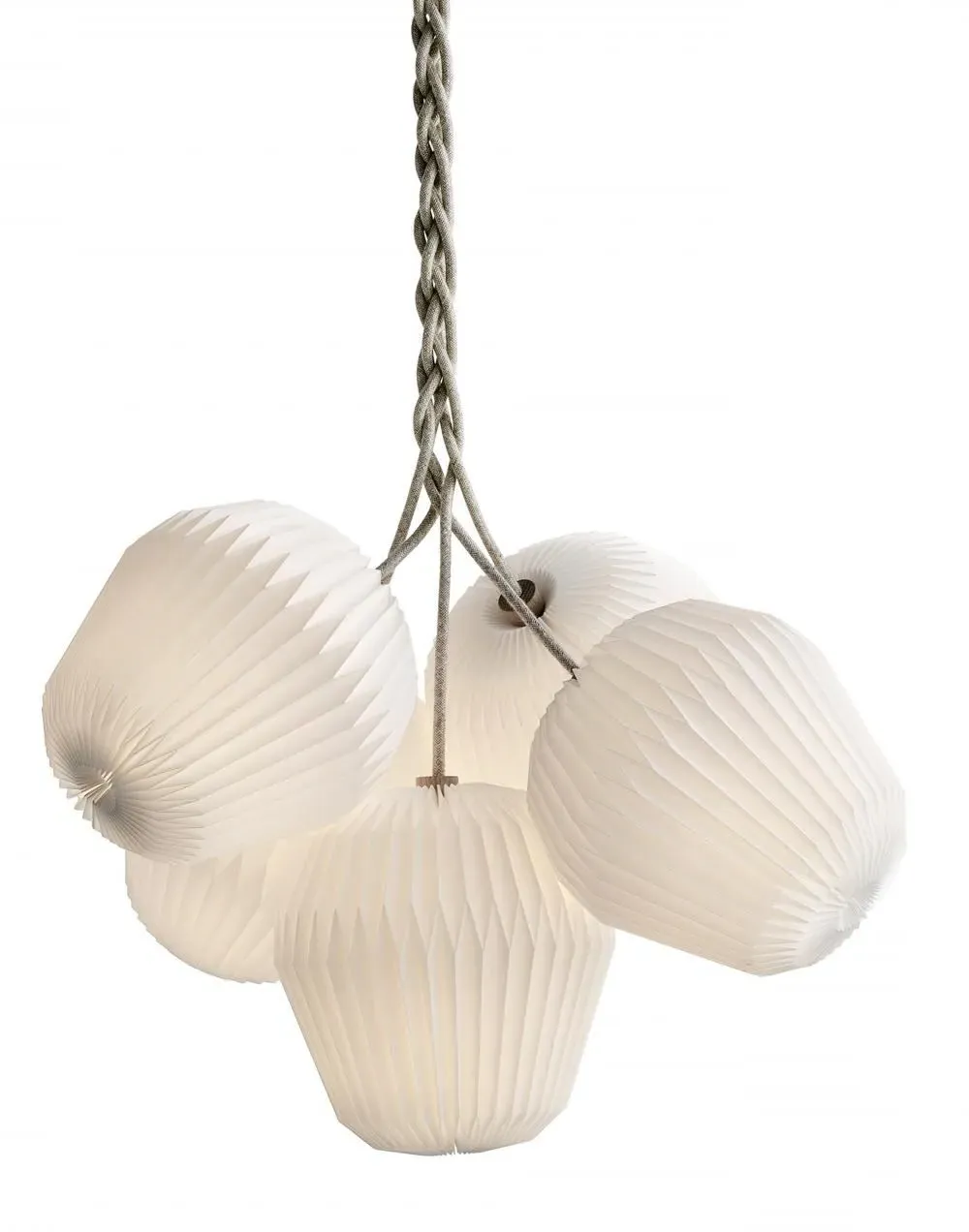 Extra Large Pendant Chandelier with 5 Shades - Paper