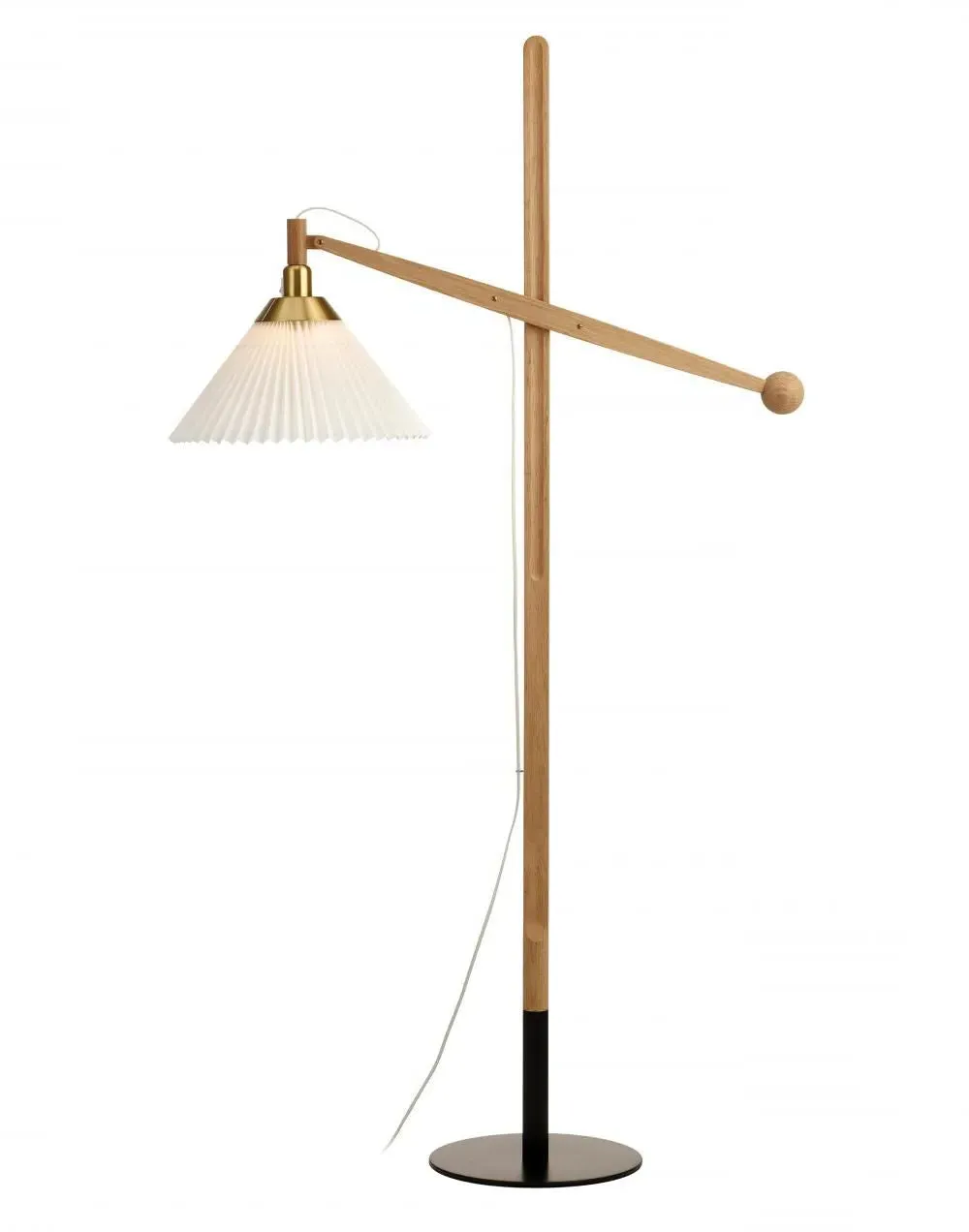 Floor Lamp with Pleated Shade - Oak, Plastic