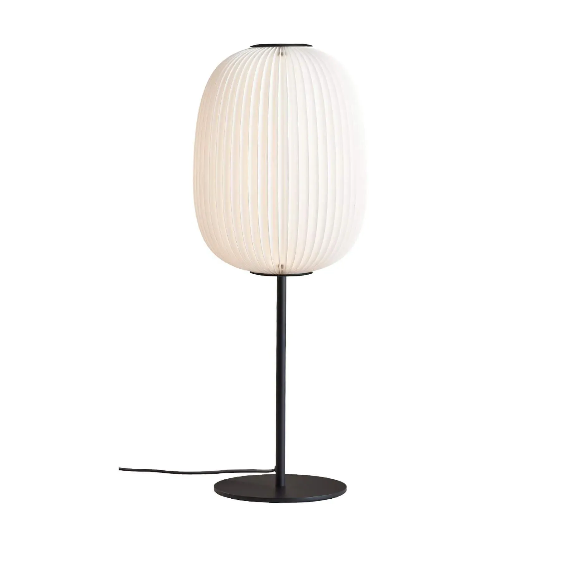 Lamella Floor Lamp with Pleated Shade - Black, Metal