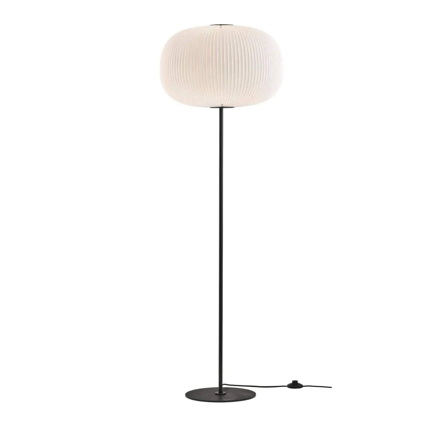 Lamella Floor Lamp with Pleated Shade - Black, Metal