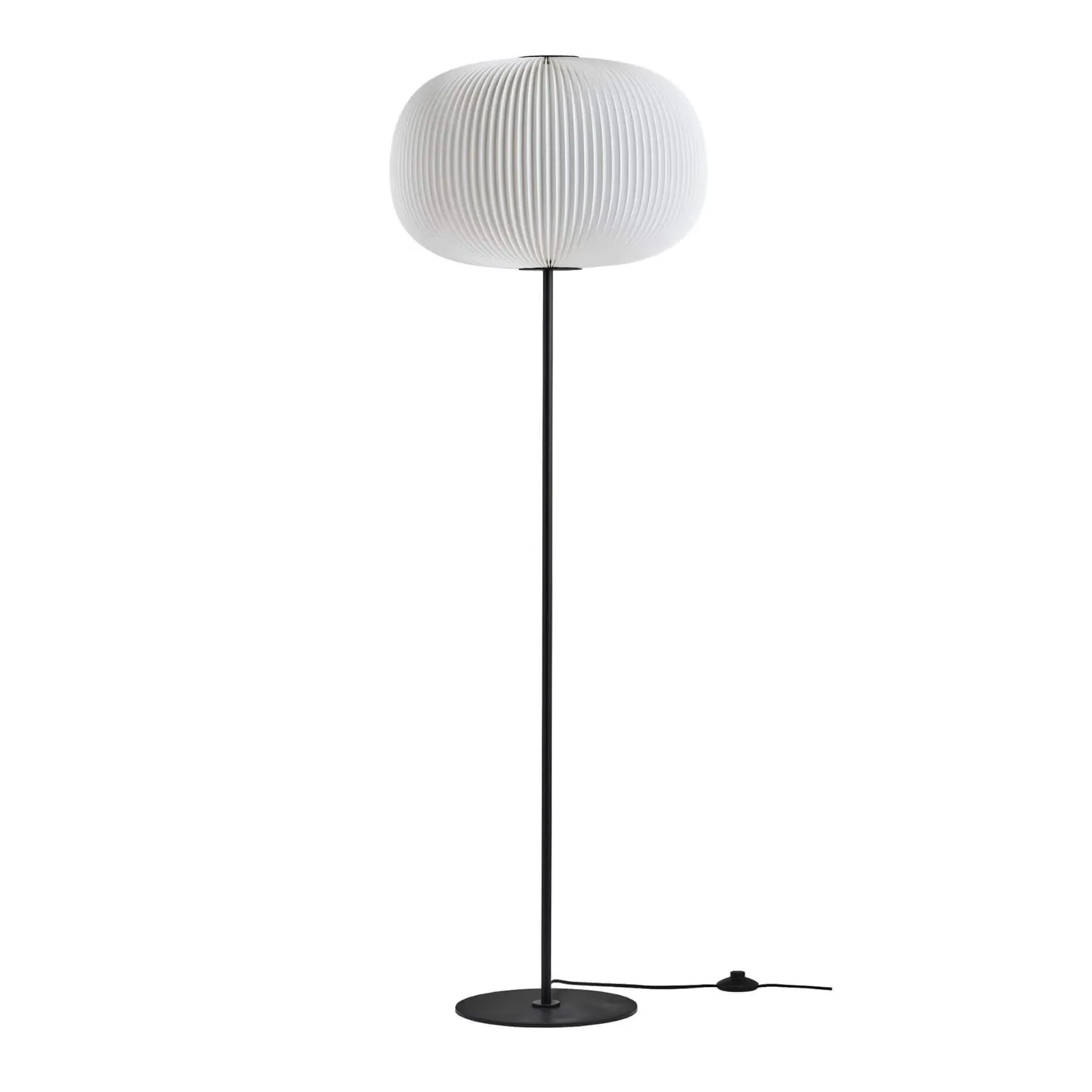 Lamella Floor Lamp with Pleated Shade - Black, Metal