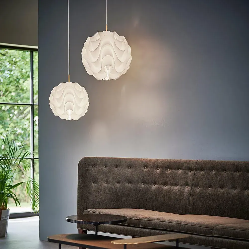 Large Pendant Light with Organic Slats - Brass