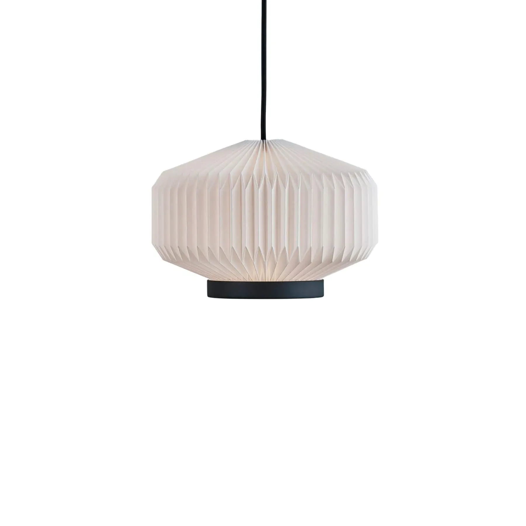 Large Pendant Light with Pleated Shade - Black