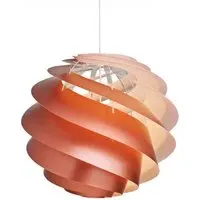 Large Pendant Light with Spiral Shade - Copper