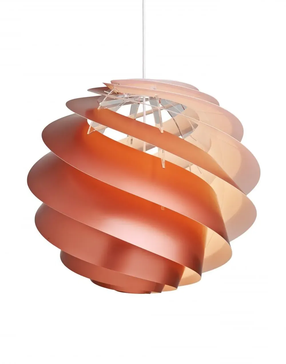 Large Pendant Light with Spiral Shade - Copper