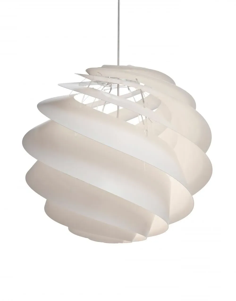 Large Pendant Light with Spiral Shade - White