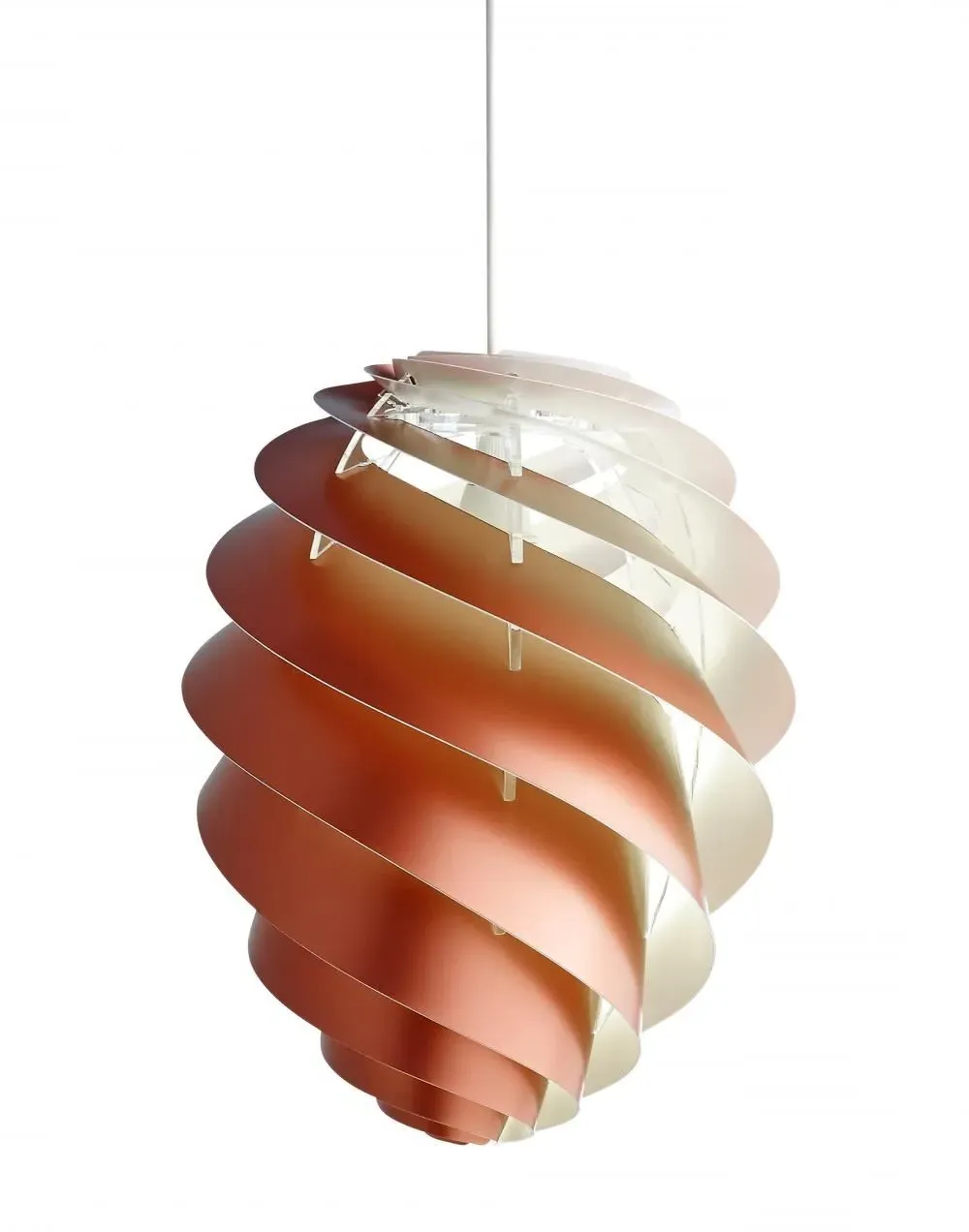 Large Pendant Light with Swirl Shade - Copper