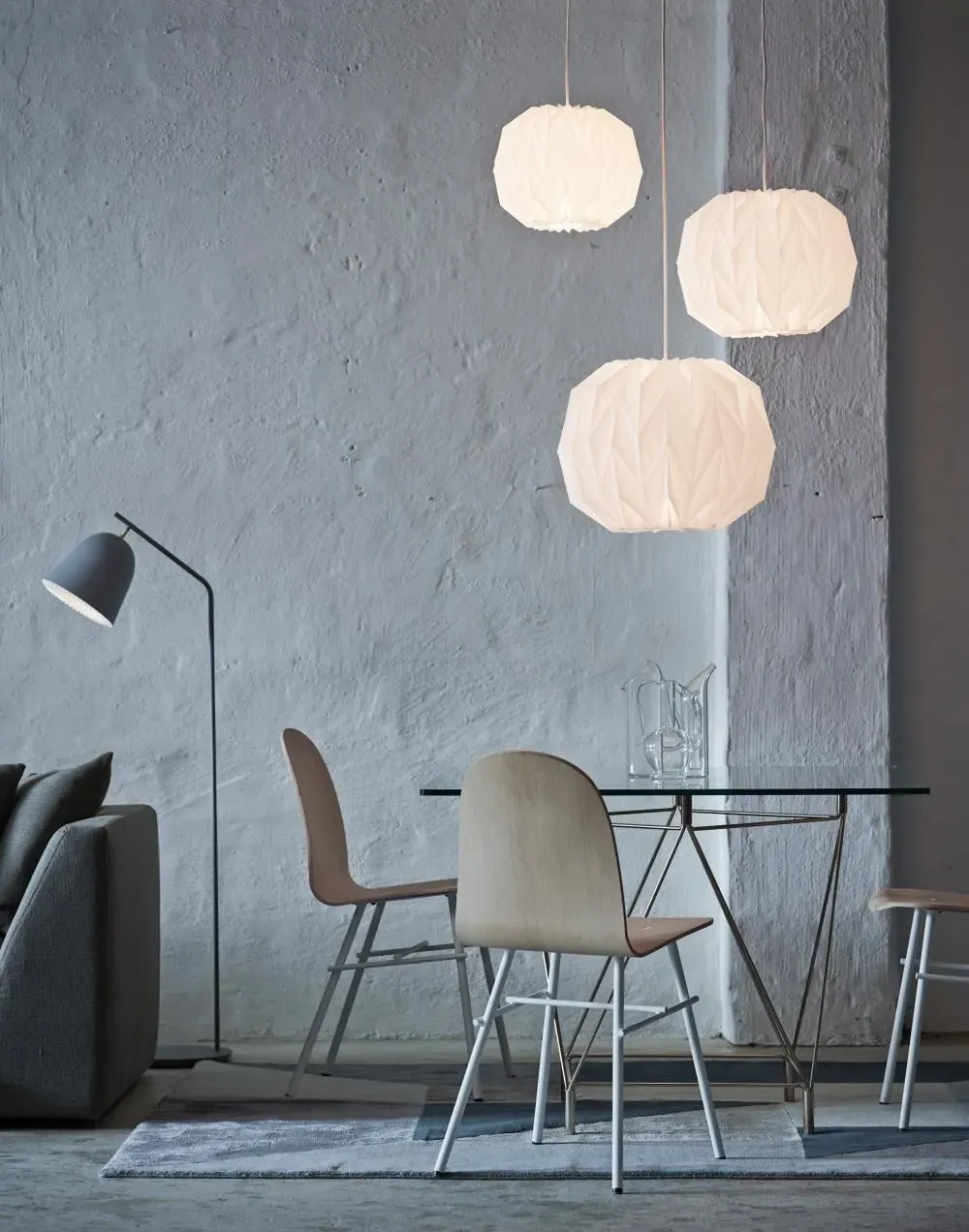 Large Pendant Light with Textured Shade - Plastic