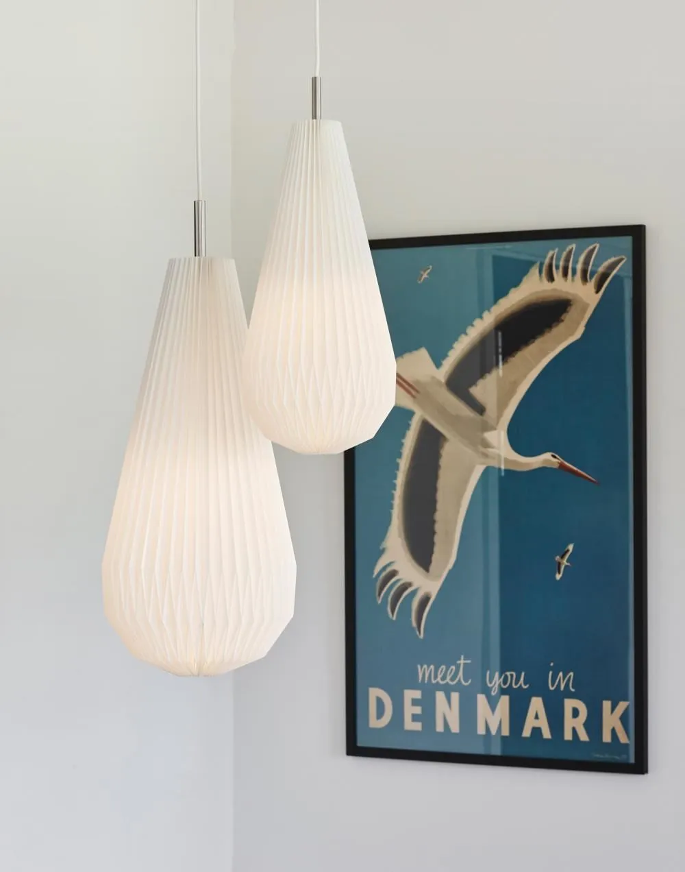 Large Round Pendant Light - Hand Pleated