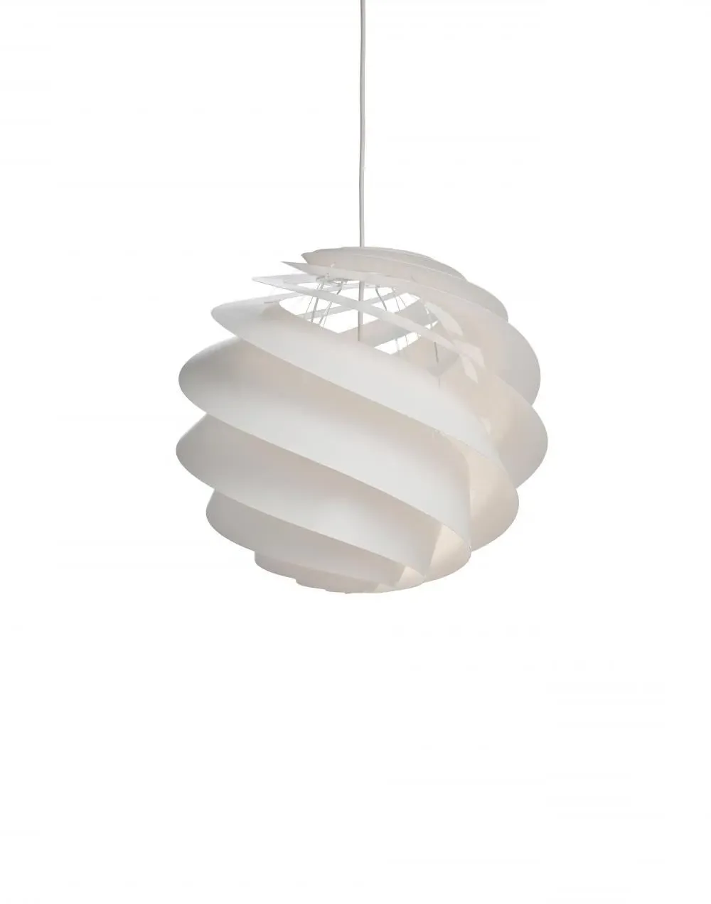 Medium Pendant Light with Spiral Shade - White