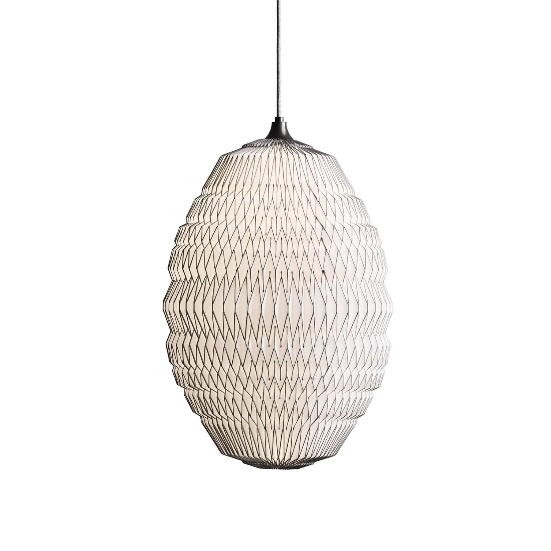 Pendant Light with Folded Design - White, Paper