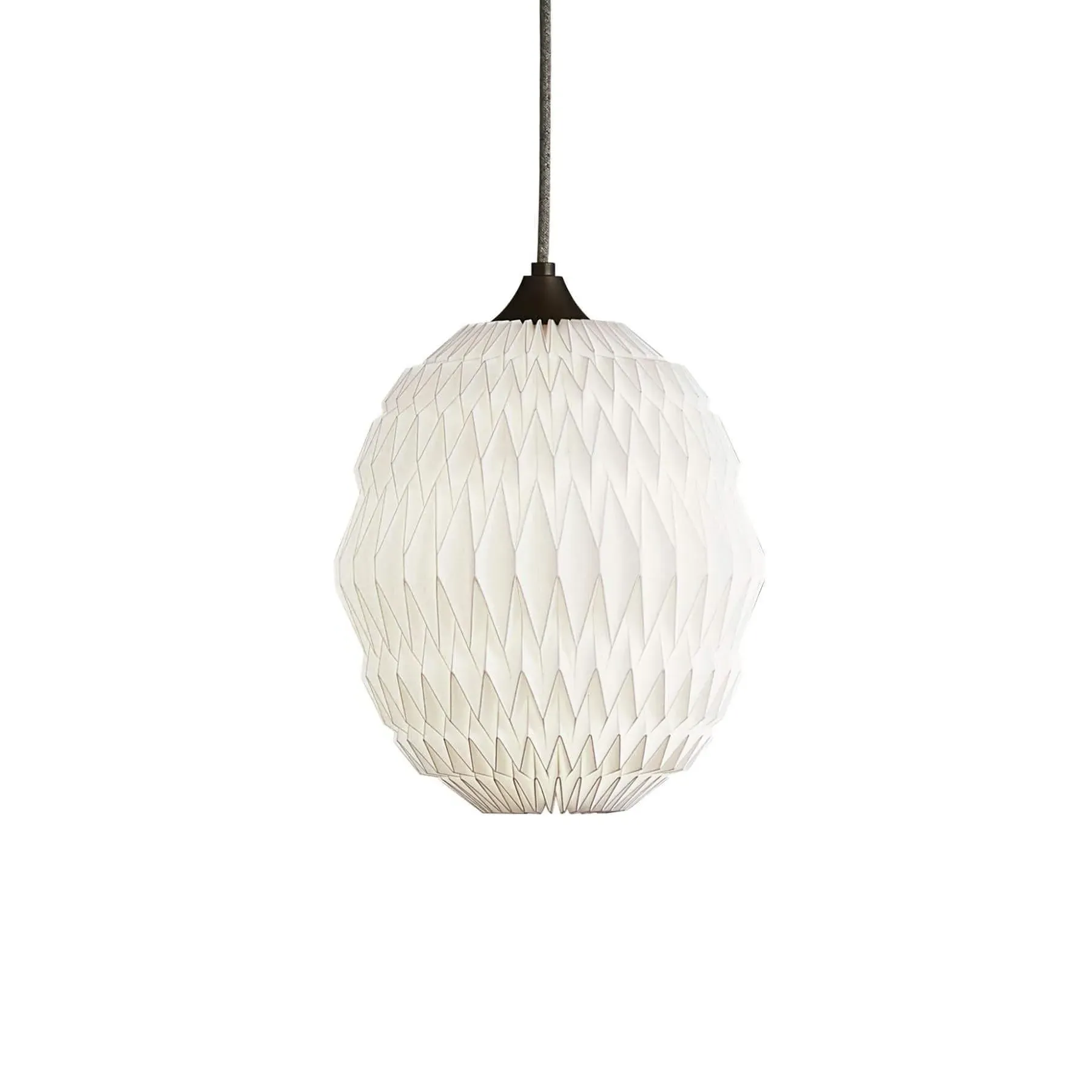 Pendant Light with Pleated Design - White, Paper