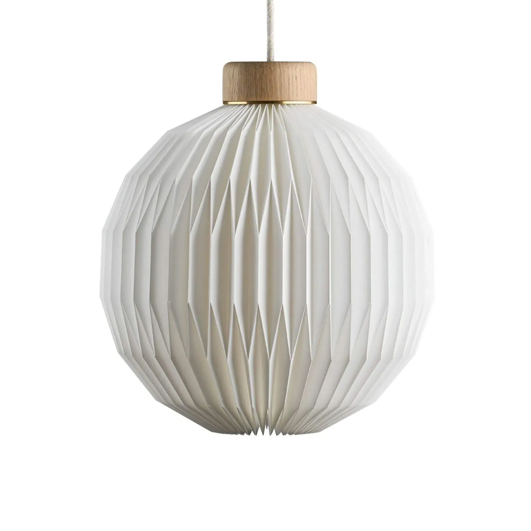 Pendant Light with Pleated Shade - Oak, Paper