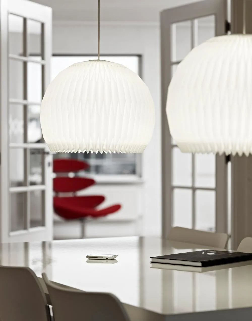 Pendant Light with Pleated Shade - White image