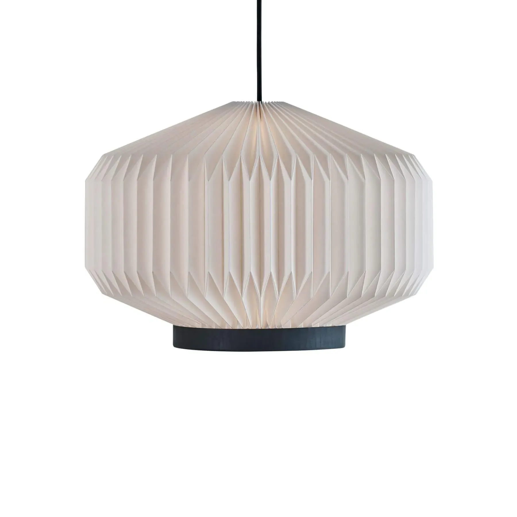 Small Pendant Light with Pleated Shade - Black