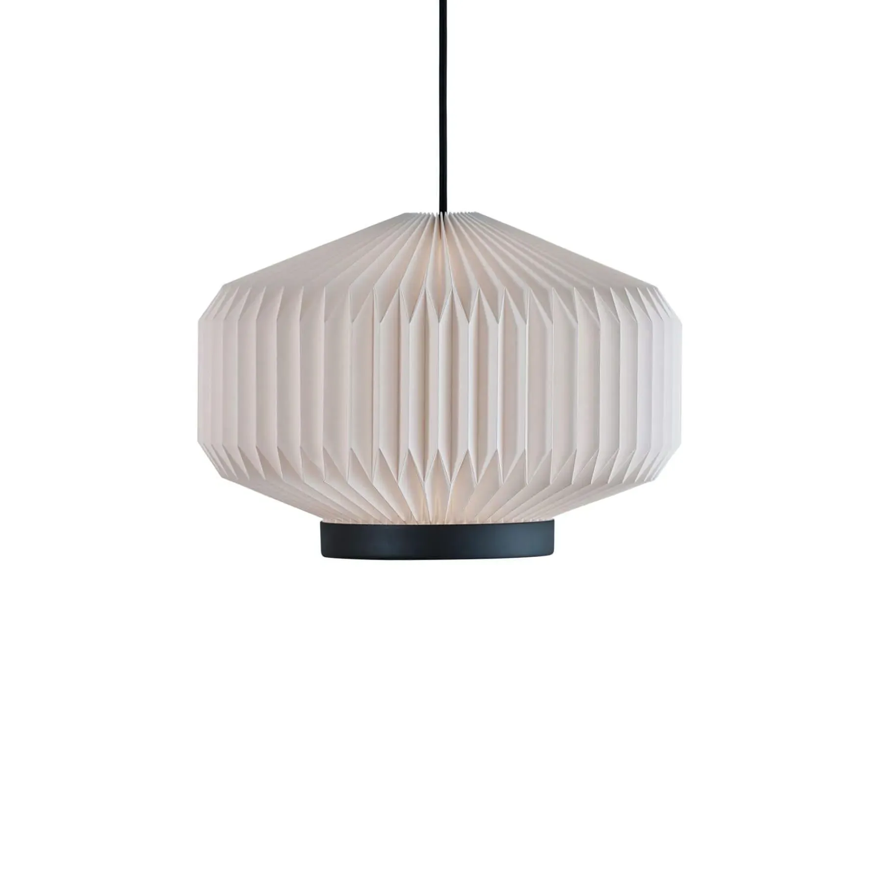 Small Pendant Light with Pleated Shade - Black